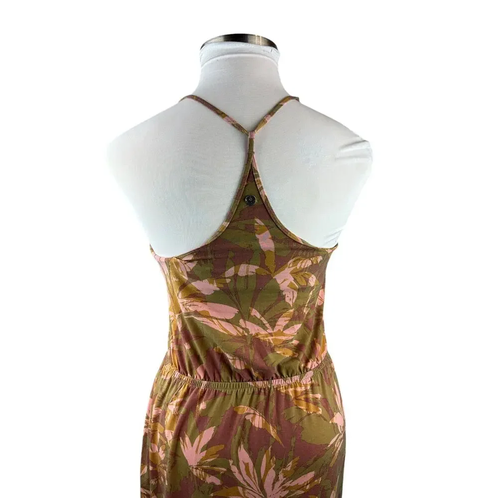 Prana Ayla Dress Racerback Tropical Green Brown Stretch Medium Resort Cruise - Picture 14 of 16